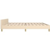  Posteljni okvir z vzglavjem krem 200x200 cm blago, (20906428) | Shoptok.si