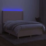  Box spring postelja z vzmetnico LED krem 140x200 cm blago, (20892990) | Shoptok.si