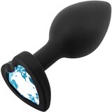 Sunfo silikonski analni dildo s kamenom u obliku srca (crno-safirno) | shoptok.hr