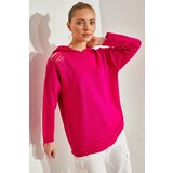 Bianco Lucci Women's Hooded Ripped Detail Knitwear Sweater Cene