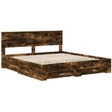  Krevetna konstrukcija s ladicama Dimljeni hrast 200 x 200 cm | shoptok.hr
