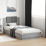 Maison Chic Posteljni okvir - Enojna postelja - Postelja za odrasle z vzglavjem in LED betonsko siv 90x190 cm, (21697368) | Shoptok.si