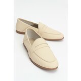 LuviShoes F05 Women's Flats in Ecru-Beige Skin and Genuine Leather. Cene