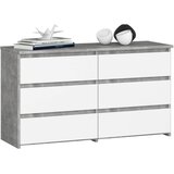 AKORD Cl100 Komoda, 6 Predalov, Beton/Bela, (5000332196) | Shoptok.si
