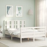 vidaXL Okvir za krevet s uzglavljem bijeli 140x200 cm od masivnog drva Cijene