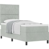 vidaXL Box Spring Postelja z Vzmetnico Svetlo Siva 80x200 cm Žamet | Shoptok.si