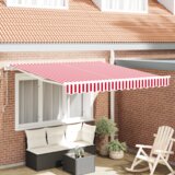 vidaXL Avtomatska retraktibilna tenda Rdeča in bela 300x250 cm | Shoptok.si