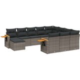 vidaXL 11-dijelni set vrtnih sofa od poliratana s jastucima sivi | shoptok.hr
