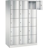 C+P omara s predelki z zaklepanjem resisto, vxšxg 1950 x 1150 x 540 mm, 15 predelkov, svetlo siva ral 7035 / svetlo siva ral 7035 | Shoptok.si