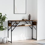 vidaXL Konzolna mizica s polico dimljeni hrast 105x30x75 cm inž. les | Shoptok.si