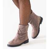  Brown gathered ankle boots made of eco-suede Hinda | shoptok.hr