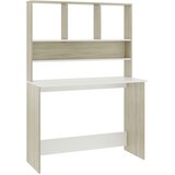  Radni stol s policama bijeli i hrast 110x45x157 cm od iverice | shoptok.hr