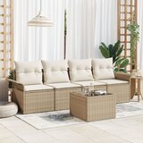vidaXL 5-delni vrtni kavč set z blazinami Bež Poli ratan | Shoptok.si