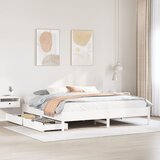 vidaXL Posteljni okvir brez vzmetnice bel 180x200 cm trdna borovina Cene