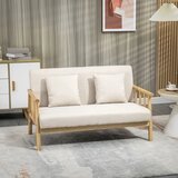  Dvosjed presvlaka od tkanine s efektom lana kompaktna do 200 kg drveni okvir 123D x 69Š x 74V cm bež | shoptok.hr