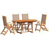  5-dijelni vrtni blagovaonski set od drva bagrema i tekstilena | Eponuda.com