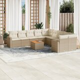 Maison Chic Seti vrtnega pohištva - Vrtna garnitura - Vrtni pohištvo set 11-delna z blazinami bež poli ratan, (21810010) | Shoptok.si