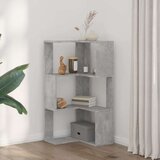  Kutni regal za knjige 3 razine boja betona 50x50x102 cm drveni | shoptok.hr