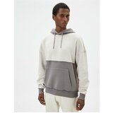 Koton Oversize Hooded Sweatshirt with Stitching Detail, Kangaroo Pocket, Color Block cene
