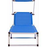  Sklopive ležaljke s krovom 2 kom. aluminij i tekstil plave boje | shoptok.hr