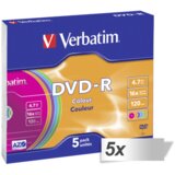 Verbatim 5x5 DVD-R 4,7GB Colour 16x Speed, Slim Case | shoptok.hr