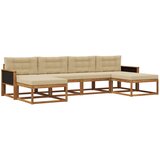 vidaXL Zunanja garnitura za sedenje z blazino 6 pcs Naravna in bež, (5000279473) | Shoptok.si