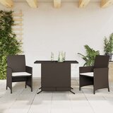 vidaXL Bistro garnitura 3-delna z blazinami rjav poli ratan | Shoptok.si