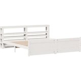  Posteljni okvir z vzglavjem bel 200x200 cm trdna borovina, (21303999) | Shoptok.si