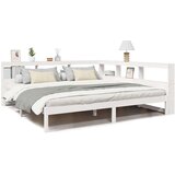  Knjižna postelja brez vzmetnice bela 200x200 cm trdna borovina | Shoptok.si