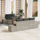 vidaXL 6-delni vrtni kavči set z blazinami svetlo siva poli ratan | Shoptok.si