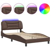 vidaXL Posteljni okvir z LED lučkami rjav 100x200 cm umetno usnje, (21095279) Cene