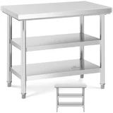 professional stainless steel work table with 2 shelves - 100x70cm for kitchen use, (21740687)