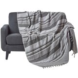HOMESCAPES Bombažna črtasta odeja Cotton Morocco Grey, 255x360 cm, (20749757) | Shoptok.si