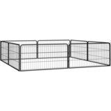  Ograda za pse s 8 panela crna 100 x 50 cm čelik obložen prahom | shoptok.hr