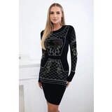 Kesi Knitted dress with gold and silver pattern of black cubic zirconia | shoptok.hr
