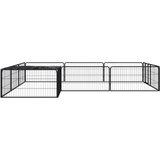  Ograda za pse s 12 panela crna 100 x 50 cm čelik obložen prahom | shoptok.hr