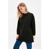 Trendyol black straight collar basic knitted sweatshirt Cene