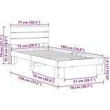  Okvir kreveta uzglavljem bez madraca 75x190 cm puno drvo hrast | shoptok.hr