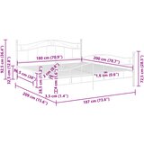  Okvir za krevet bijeli metalni 180 x 200 cm | shoptok.hr