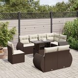 vidaXL 9-dijelni set vrtnih sofa s jastucima poliratan smeđi | shoptok.hr