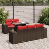 vidaXL Vrtna sedežna garnitura z blazinami 6-delna rjav ratan/akacija | Shoptok.si