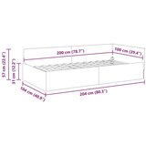 VidaXL Kotna postelja Taupe 100 x 200 cm Tkanina in oblikovan les Slike