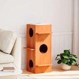 vidaXL Kuća za mačke voštano smeđa 43x43x90 cm od masivne borovine | shoptok.hr