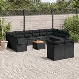  13-dijelni set vrtnih sofa s jastucima poliratan crni | shoptok.hr