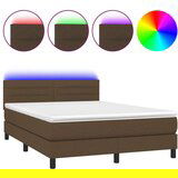  Krevet box spring s madracem LED tamnosmeđi 140x200 cm tkanina | shoptok.hr
