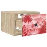  Wall-mounted noćni ormarić AACHEN Hrast sonoma 36 x 33 x 25 cm - Hrast sonoma Ružičasti uzorak palme 1 | shoptok.hr