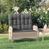 vidaXL nastavljiva vrtna klop z blazinami 107 cm poli ratan siv | Shoptok.si