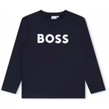 Boss Dječja pamučna majica dugih rukava boja: tamno plava, s tiskom
