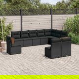 vidaXL 10-dijelni set vrtnih sofa s jastucima crni od poliratana | shoptok.hr
