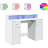 Maison Chic Pisalna miza - pisarniška miza - Računalniška miza z LED lučkami bela 120x55x91 cm inženirski les, (21784965) Cene
